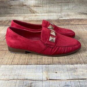 Catherine Malandrino Red Rockstud Slip On Loafers Womens 8.5 Flats